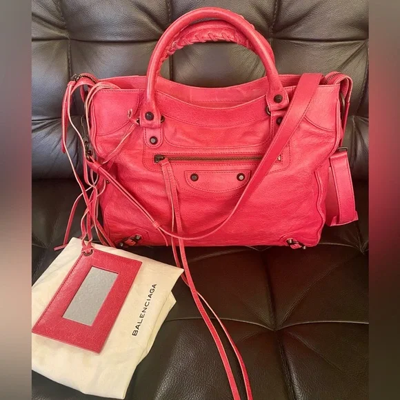Balenciaga Bags Authentic Balenciaga Classic City Motorcycle Bag Red Leather W Mirror Crossbody Poshmark